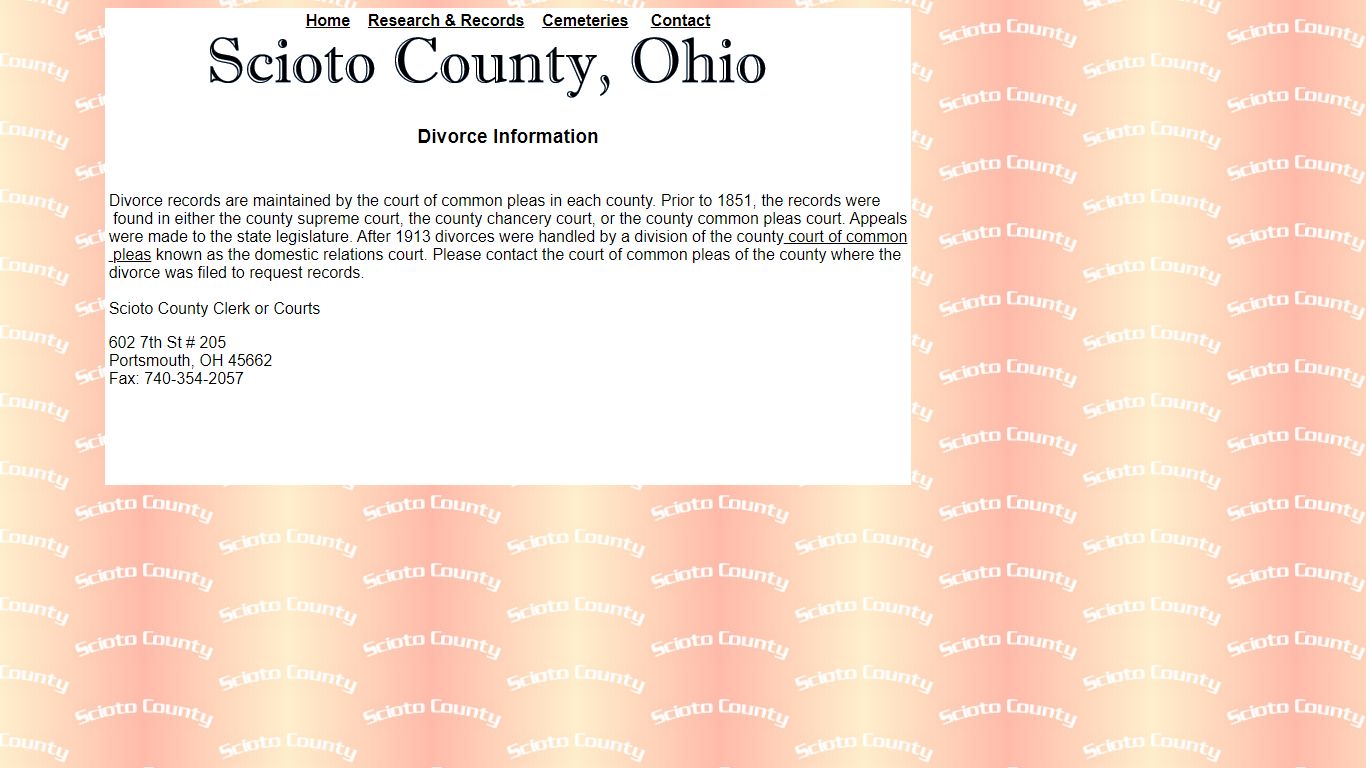 Divorce Records in Scioto County